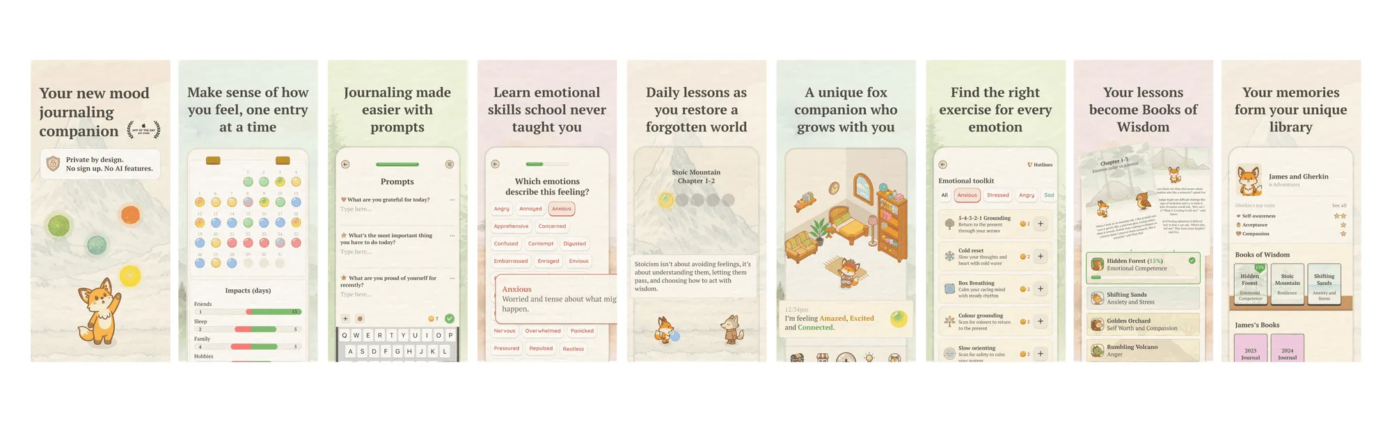 Foxtale Best Mood Tracker App Screens